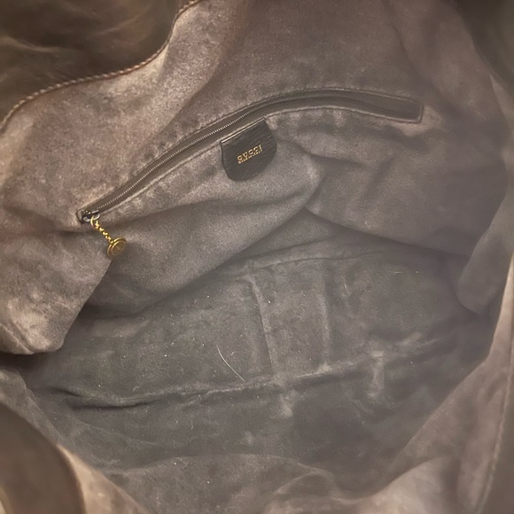 💯 Authentic Gucci Leather Hobo Bag With Strap, Black - Picture 6 of 10